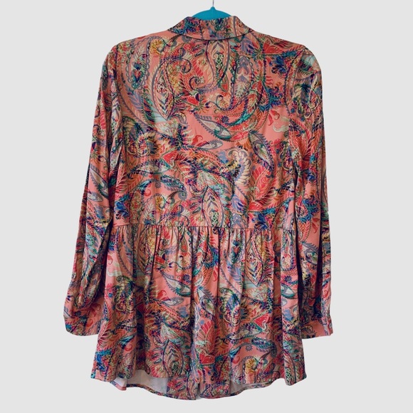 SOFT SURROUNDINGS PAISLEY LAIA LONG SLEEVE BUTTON UP SHIRT TUNIC - Picture 3 of 14